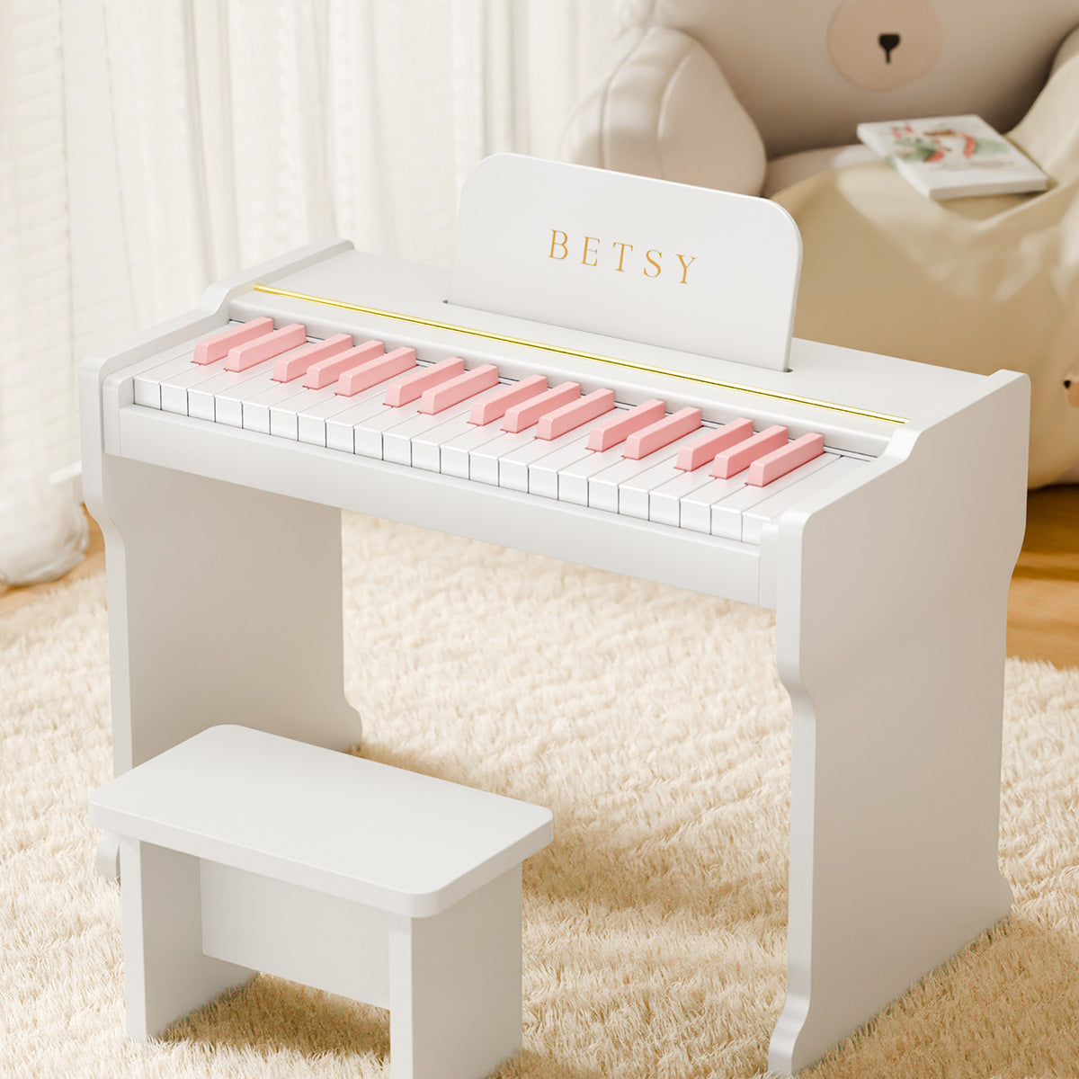 BETSY | Children's Piano Series:Model BTM-01 White pink key