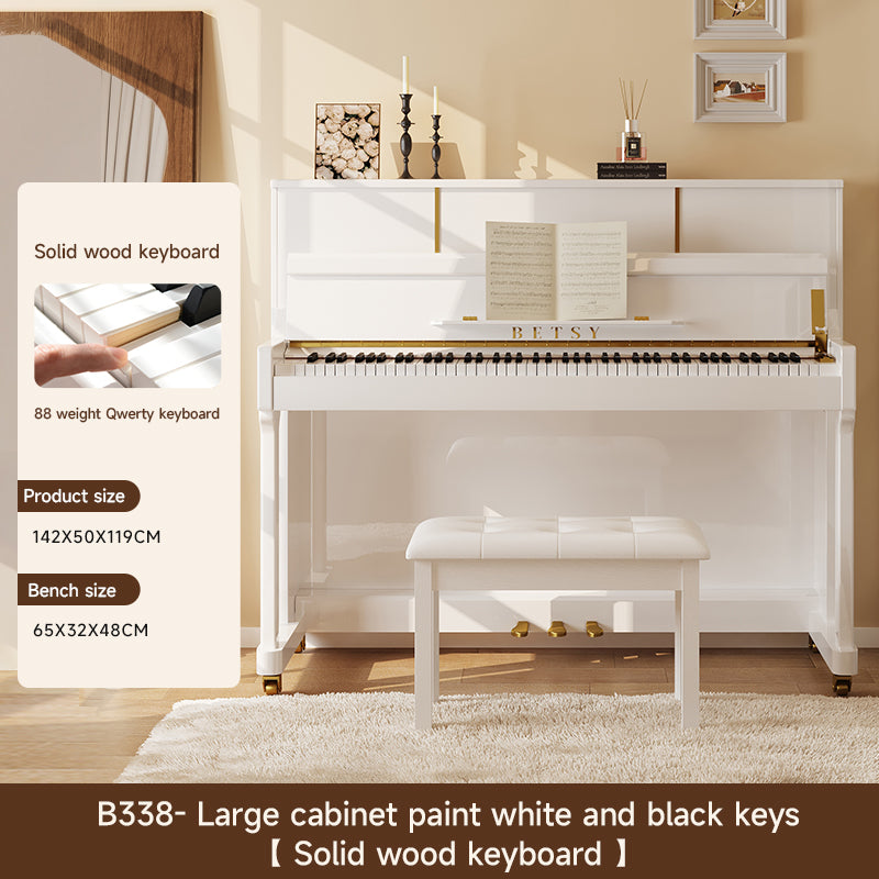 BETSY | Traditional Upright Piano Series: Model B338 (Black & White)
