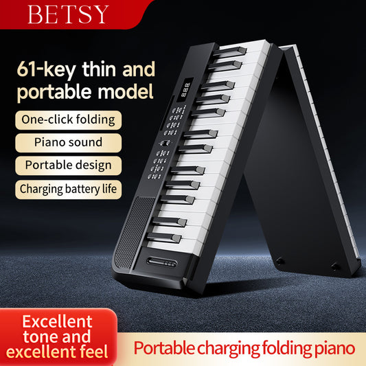 BETSY B151 folding electronic piano 61 keys beginners for students with adult professional multi-function portable electronic piano for home use
