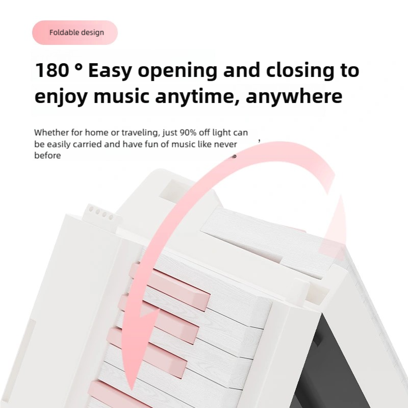 BETSY B151 folding electronic piano white pink key 61 keys beginners for students with adult professional multi-function portable electronic piano for home use
